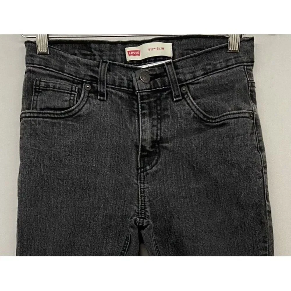 Levis‎ 511 Jeans YOUTH BOYS 16 SLIM 28x28 Straight Black Medium Wash Stretch